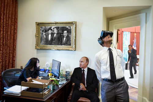 [Kính thực tế ảo]                       Obama dùng kính VR thành đề tài chế ảnh trên mạng                                     715